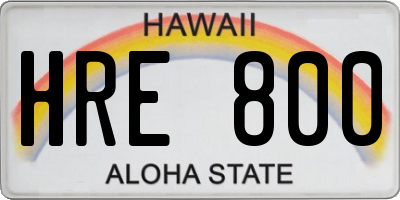 HI license plate HRE800