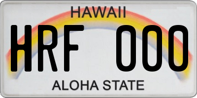 HI license plate HRF000