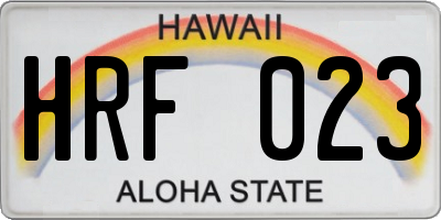 HI license plate HRF023