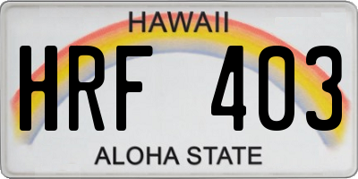HI license plate HRF403