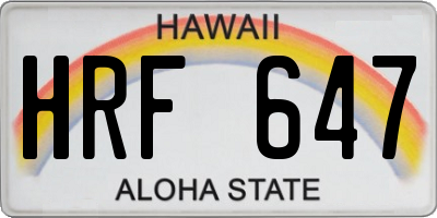 HI license plate HRF647