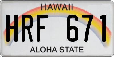 HI license plate HRF671