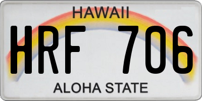 HI license plate HRF706