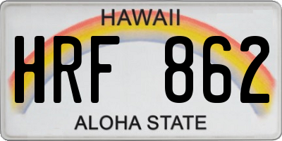 HI license plate HRF862