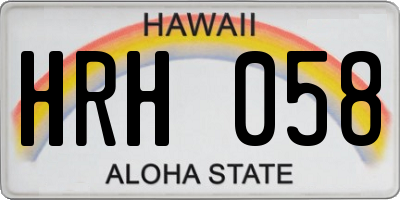 HI license plate HRH058