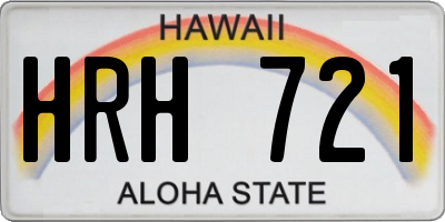 HI license plate HRH721