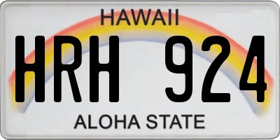 HI license plate HRH924