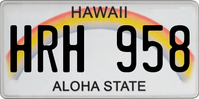 HI license plate HRH958