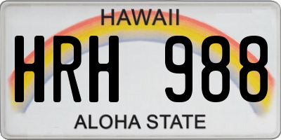 HI license plate HRH988