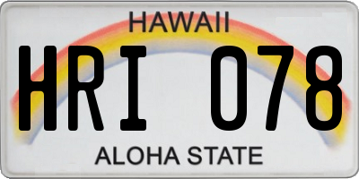 HI license plate HRI078