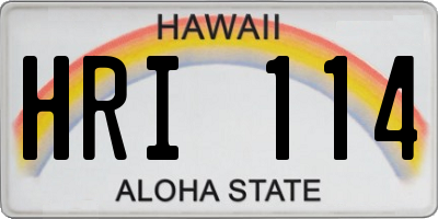 HI license plate HRI114
