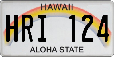 HI license plate HRI124