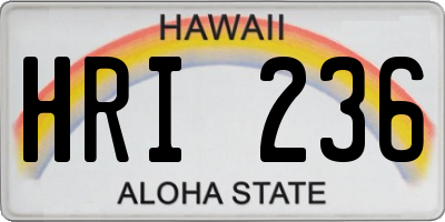 HI license plate HRI236