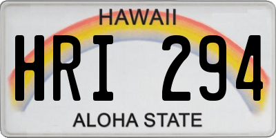 HI license plate HRI294