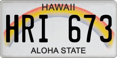 HI license plate HRI673