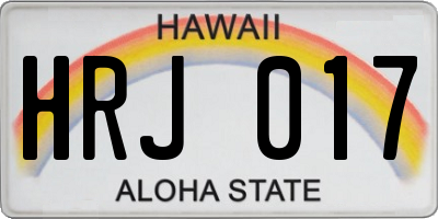 HI license plate HRJ017
