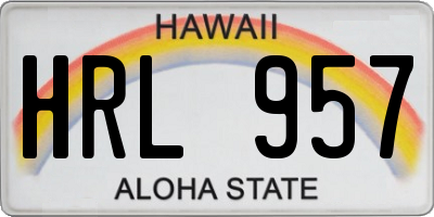 HI license plate HRL957