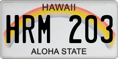 HI license plate HRM203