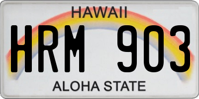 HI license plate HRM903