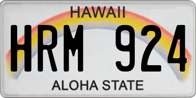 HI license plate HRM924
