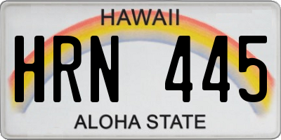 HI license plate HRN445
