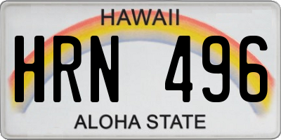 HI license plate HRN496