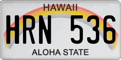HI license plate HRN536