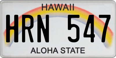 HI license plate HRN547