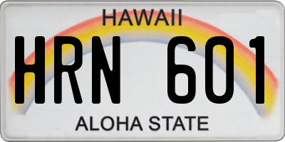 HI license plate HRN601
