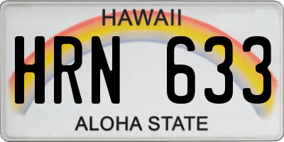HI license plate HRN633