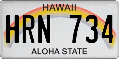 HI license plate HRN734