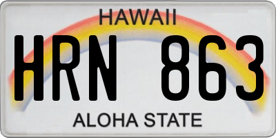 HI license plate HRN863