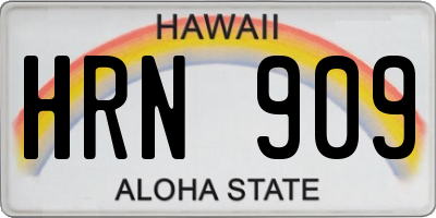 HI license plate HRN909