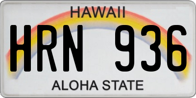 HI license plate HRN936