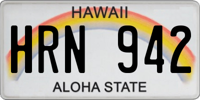 HI license plate HRN942