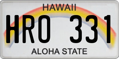 HI license plate HRO331