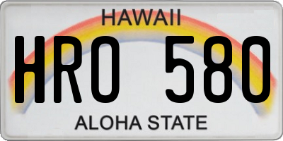 HI license plate HRO580