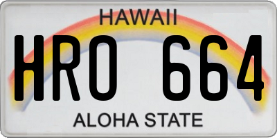 HI license plate HRO664