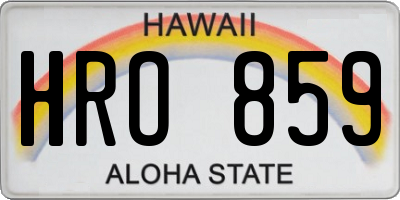 HI license plate HRO859