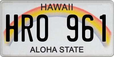 HI license plate HRO961
