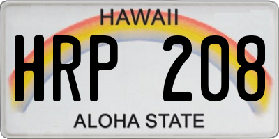 HI license plate HRP208