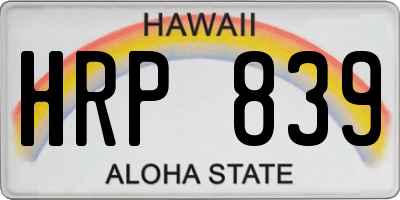 HI license plate HRP839