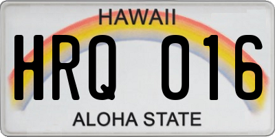 HI license plate HRQ016