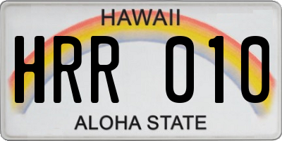 HI license plate HRR010