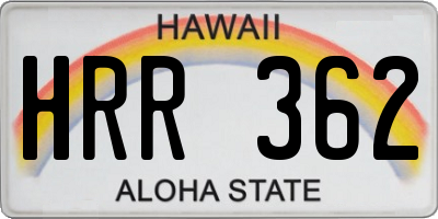HI license plate HRR362