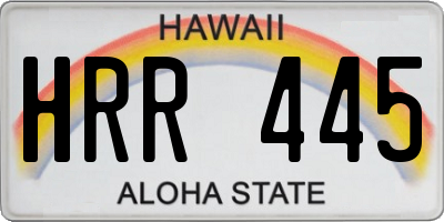 HI license plate HRR445
