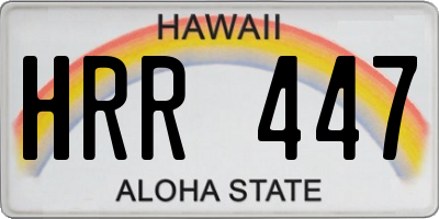 HI license plate HRR447