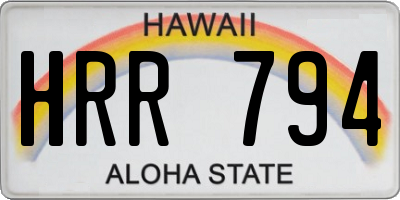 HI license plate HRR794