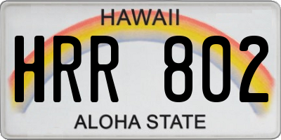 HI license plate HRR802