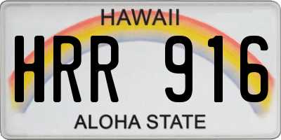 HI license plate HRR916
